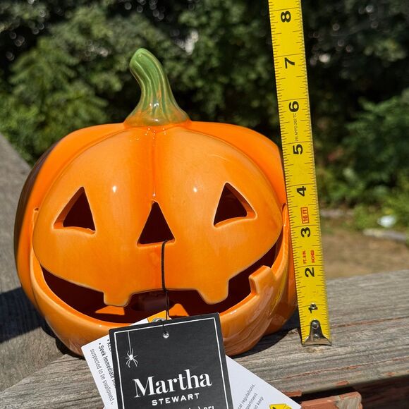 NEW Martha Stewart Orange LED Jack-o-lantern Halloween Pumpkin 7.5” - Picture 2 of 4